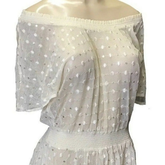 Anthropologie Leifnotes Ivory Dot & Gleam Mini Dress - Picture 3 of 8